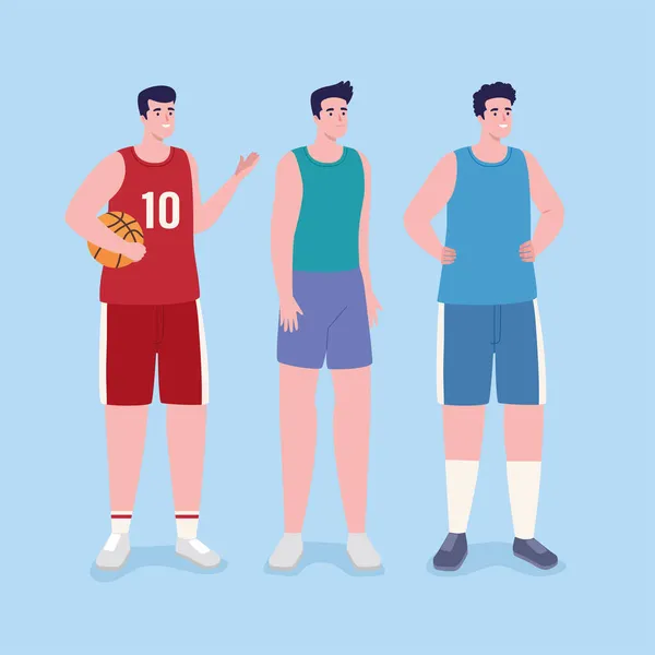 Trois athlètes masculins personnages — Image vectorielle