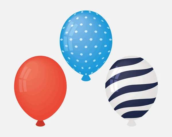 Três balões de aniversário — Vetor de Stock
