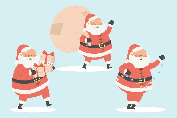 Tre simpatici Babbi Natale — Vettoriale Stock