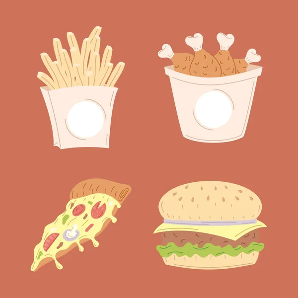 Quatre fast-foods — Image vectorielle