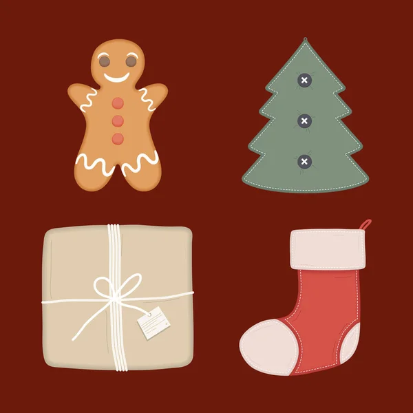 Quatro ícones de Natal — Vetor de Stock