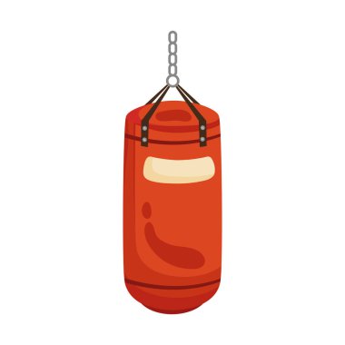 Boks çantası asılı.