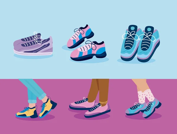 Seis zapatillas zapatos — Archivo Imágenes Vectoriales