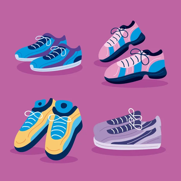 Quatre baskets chaussures — Image vectorielle