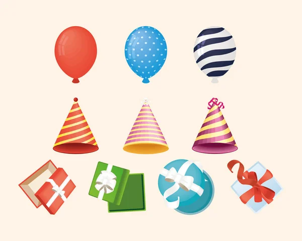 Ten birthday items — Stock Vector