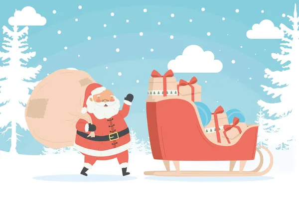 Bonito diseño de santa — Vector de stock