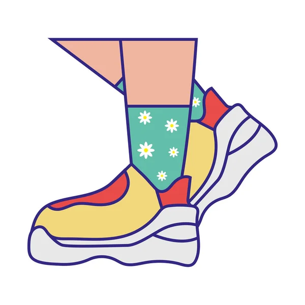 Žluté tenisky boty sport — Stockový vektor