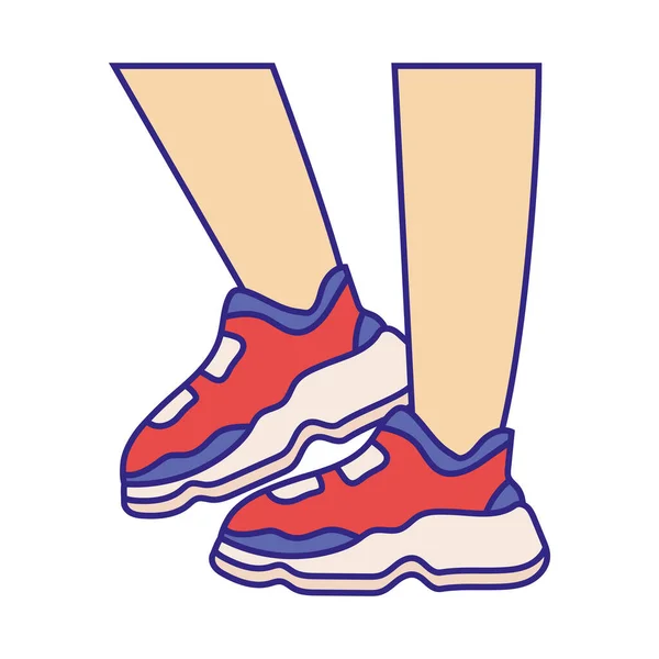 Red sneakers shoes sport — Stock Vector