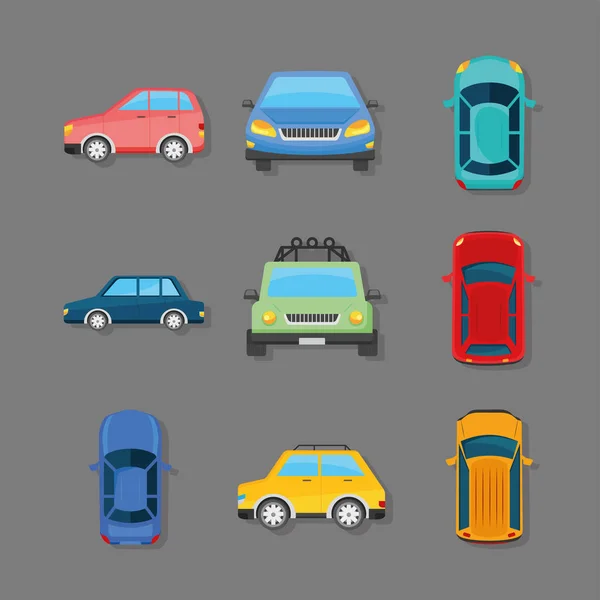 Nine cars vehicles icons — Stock Vector