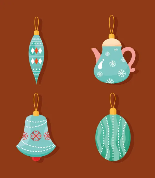 Cuatro iconos de decoraciones navideñas — Archivo Imágenes Vectoriales