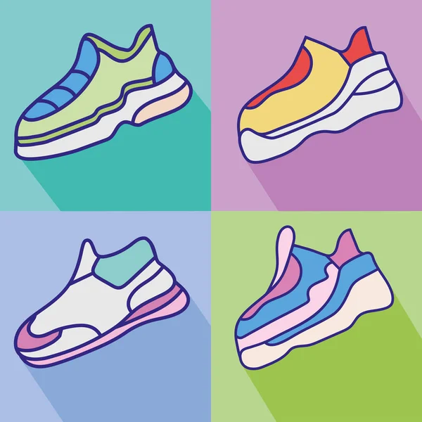 四个运动鞋运动图标 — 图库矢量图片