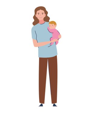 Anne bebeği taşıyor.