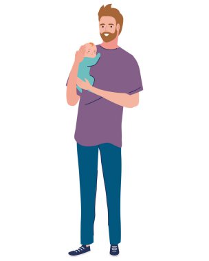 Baba bebeği taşıyor.