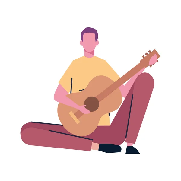 Hombre con guitarra — Vector de stock