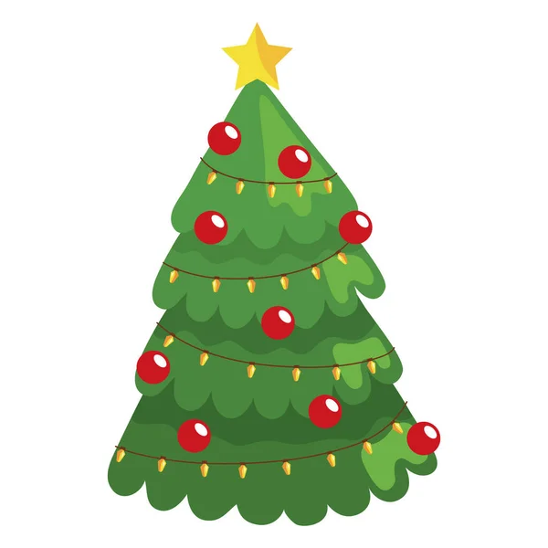 Cute christmas pine tree — Stock Vector