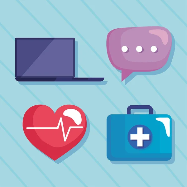 Telemedicine attention icons — Stock Vector