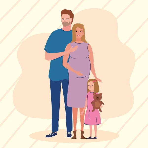 Cute parents with daughter — Stock Vector