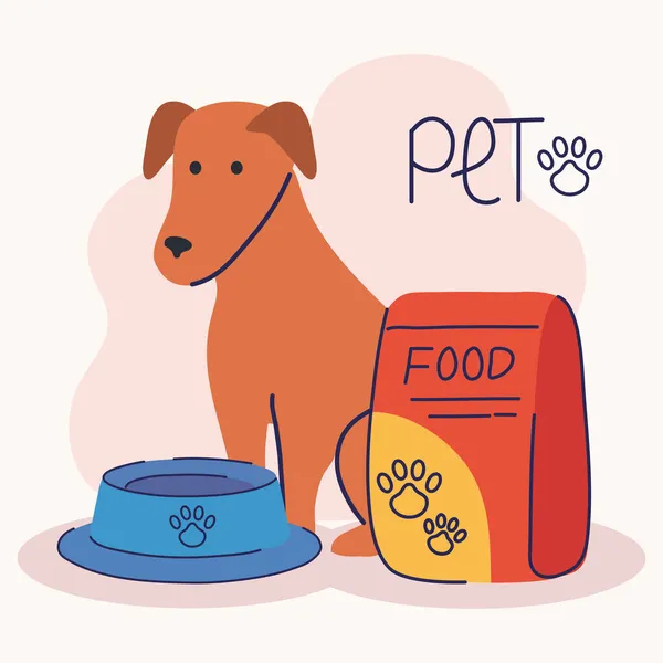 Hund med mat sällskapsdjur — Stock vektor
