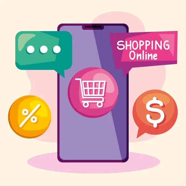 Online-Shopping per Smartphone — Stockvektor