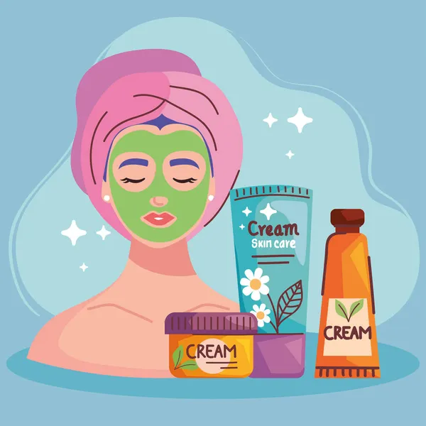 Lady and skin care treatments — Stock Vector