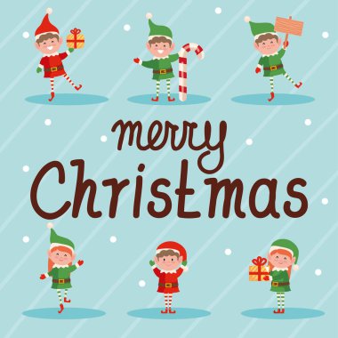 Mutlu noel grubu elfleri