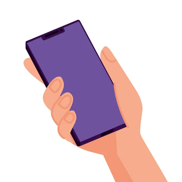 Mano usando smartphone — Vector de stock