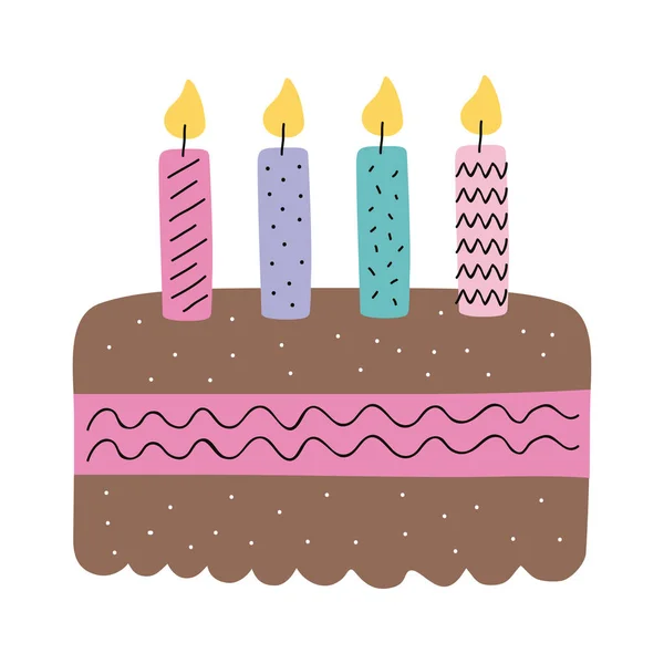 Pastel de cumpleaños con velas — Vector de stock