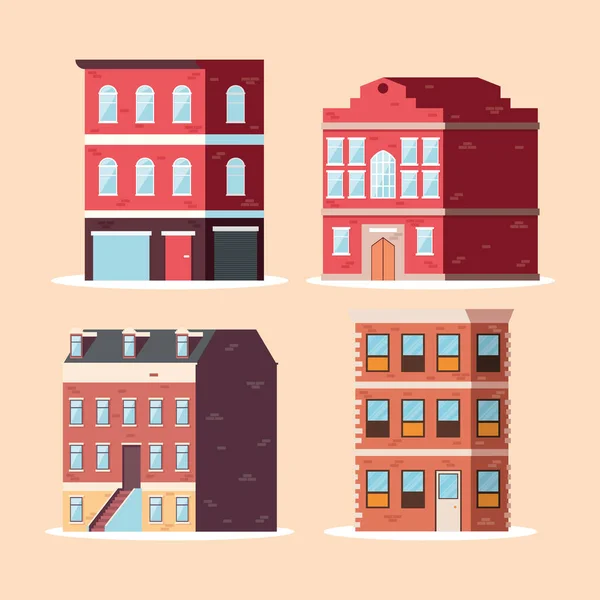 Four great buildings — Stock Vector