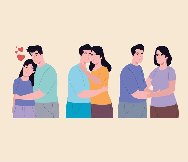 Groupe personnes amoureuses — Image vectorielle