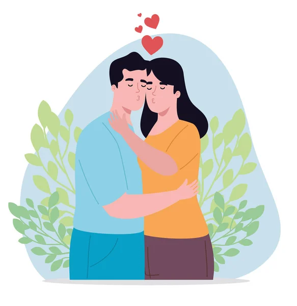 Ζευγάρι ερωτευμένο φιλιέται — Διανυσματικό Αρχείο