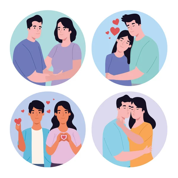 Scènes de couples amoureux — Image vectorielle