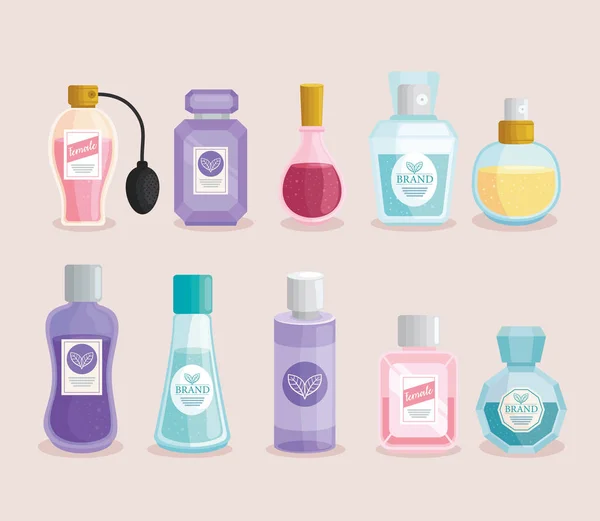 Różne ikony butelek zapachowych — Wektor stockowy