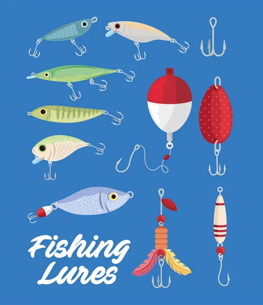 Señuelos de pesca diseños — Archivo Imágenes Vectoriales