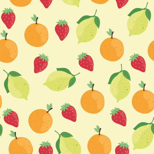 Fruits délicieux dans le modèle — Image vectorielle