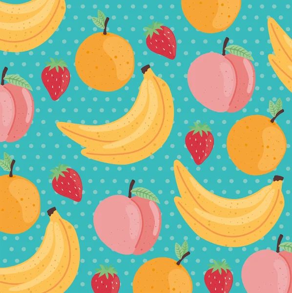 Fruits délicieux dans le modèle — Image vectorielle