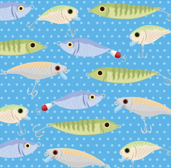 Pattern of fishing lures — Stock Vector