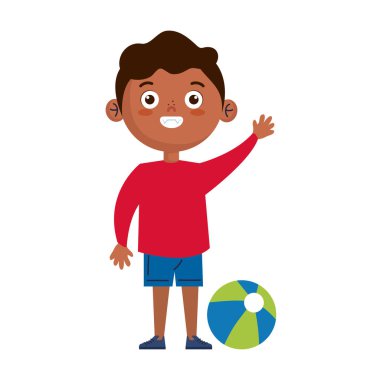 Çocuk topla oynuyor.