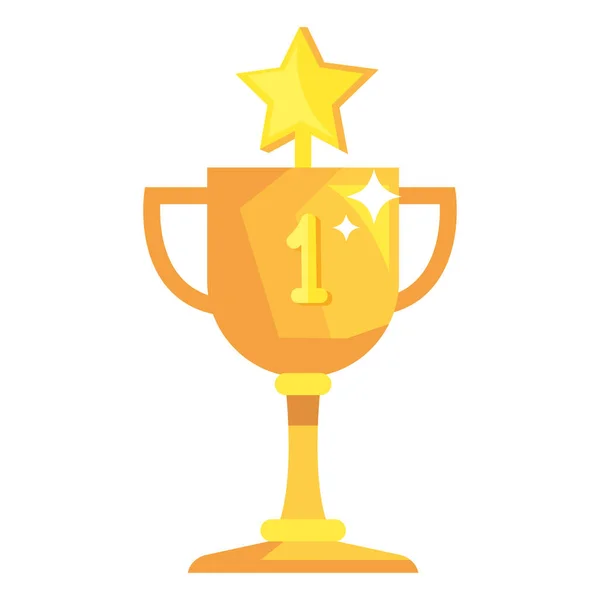 Trophy with star and number one — Stock Vector