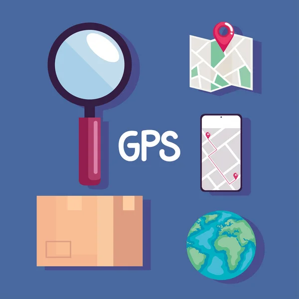GPS e iconos de ubicación — Vector de stock