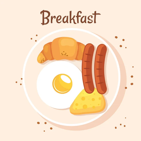 Délicieux plat avec petit déjeuner — Image vectorielle