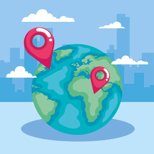 Mundo y gps iconos — Archivo Imágenes Vectoriales