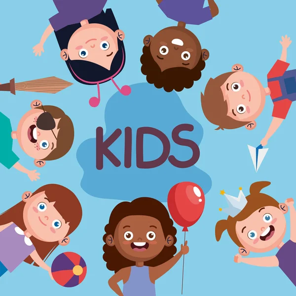 Bannière avec des enfants mignons — Image vectorielle