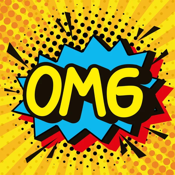 Omg comic onomatopoeia in explosion — Stock Vector