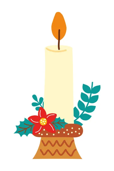 Bougie et fleurs de Noël — Image vectorielle