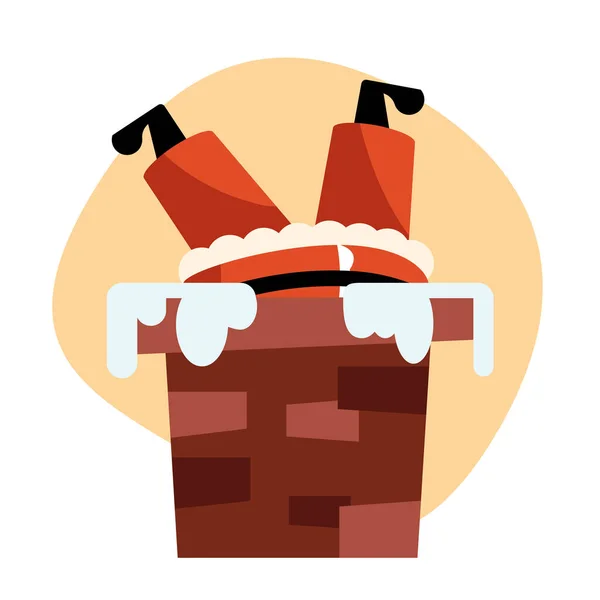 Christmas santa in chimney — Stock Vector