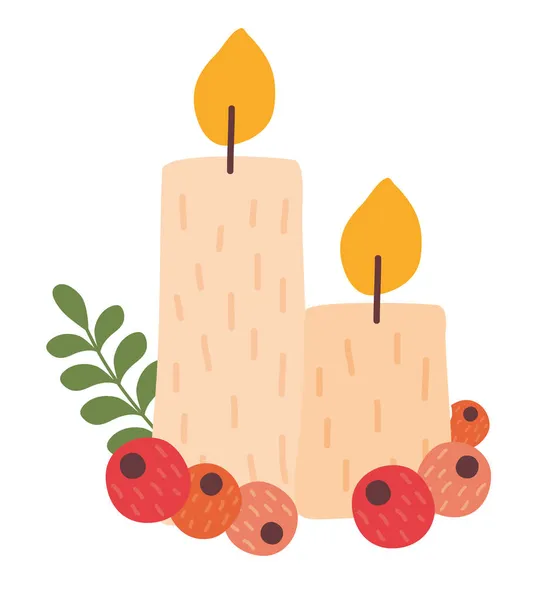 Kerzen und Samen Weihnachten — Stockvektor