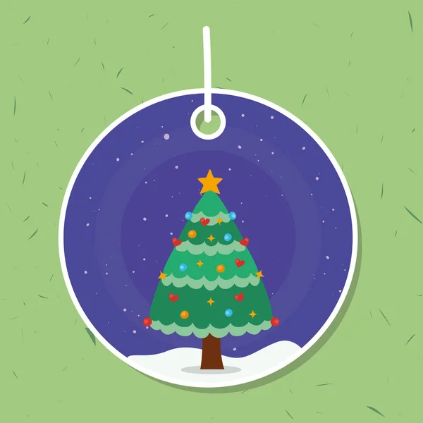 Weihnachtsbaum im Etikett — Stockvektor