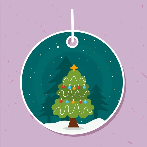 Etiqueta navidad pino árbol — Archivo Imágenes Vectoriales
