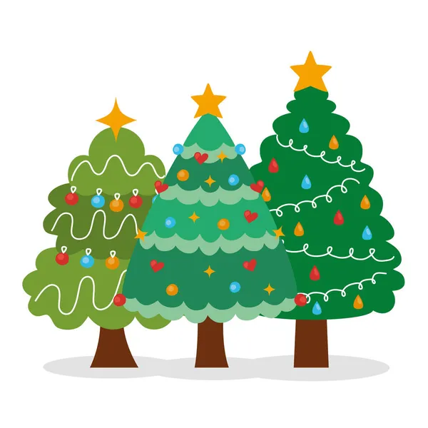 Tre albero di Natale — Vettoriale Stock