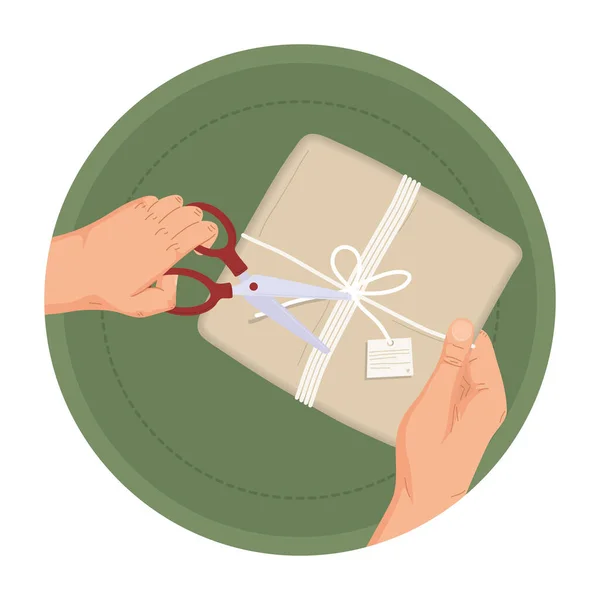 Mains emballage cadeau de Noël — Image vectorielle